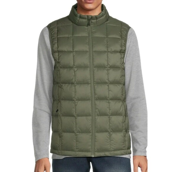 SWISS TECH Mens 2X 50-52 Olive Green Puffer Vest Lightweight Quilted Outdoor Zip - Picture 9 of 10